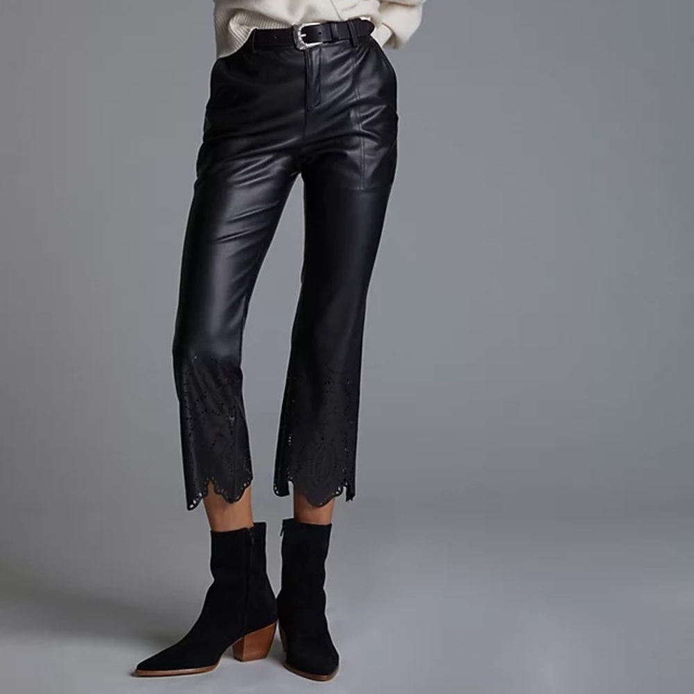 Anthropologie Laser Cut Faux Leather Trousers - NWT